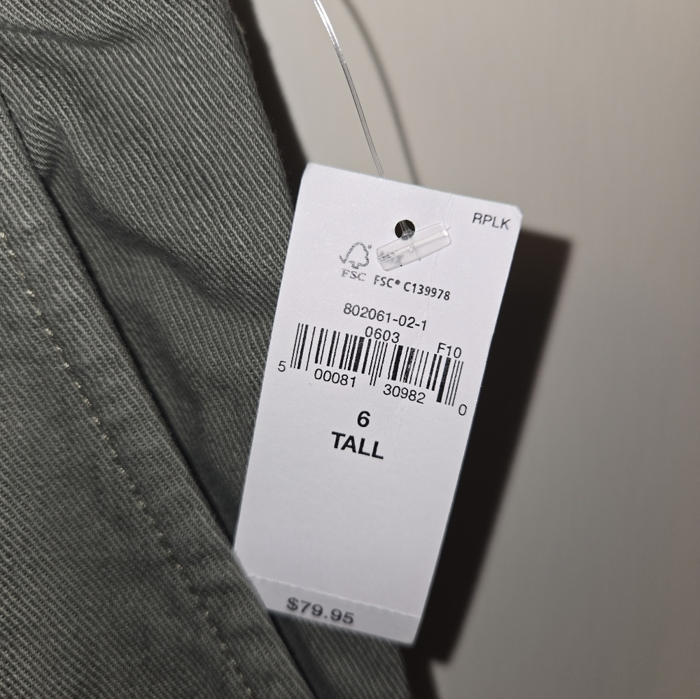 Gap Loose Khaki Pants Women's 6 Tall Olive Green High Rise Straight Leg Pants - Picture 5 of 10